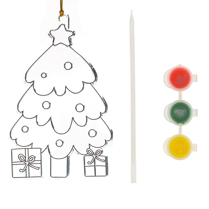 Set Creatie Picteaza si Impodobeste Bradul de Craciun & Acuarele
