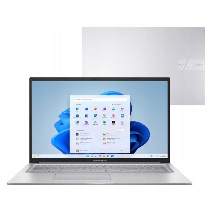 Laptop Asus Vivobook 17 X1704VA-AU817W, 17.3 inch 1920 x 1080, Intel 120U 10 C / 12 T, 1.4 GHz - 5.0 GHz, 12 MB gyorsítótár, 15 W, 16 GB DDR4, 512 GB SSD, Intel Graphics, Windows 11 Home