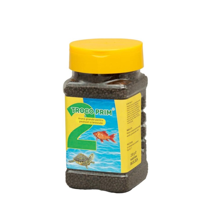 Troco Prim Eledel Halaknak Nr.2 - 230 g teljes értékű eledel egzotikus halak és teknősök számára, 2 mm-es granulátum