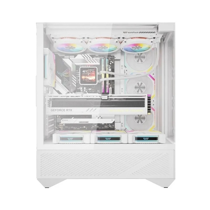 Кутия за компютър Darkflash DY460 (бяла) + 4 ARGB вентилатора