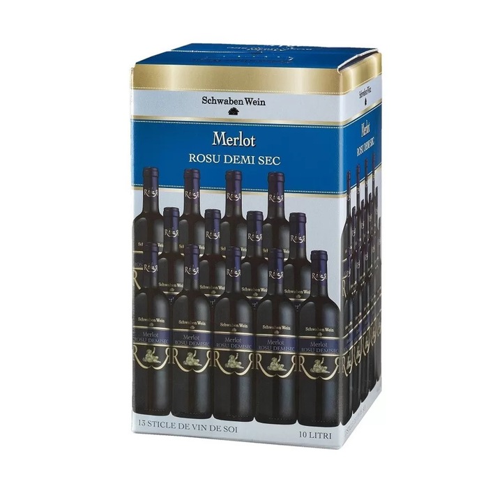 Vin rosu, Merlot, demisec, Bag in Box, RECAS, 13% alcool, 10 l