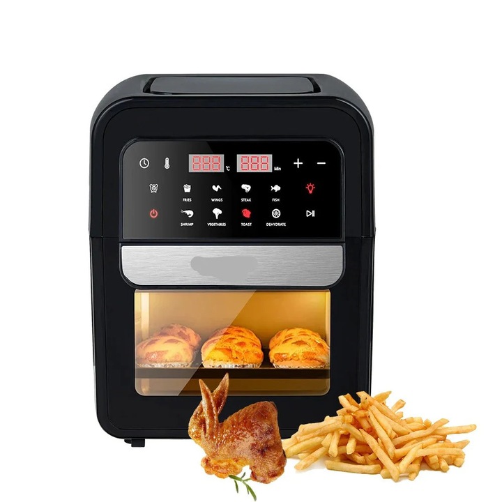 Multifunkciós airfryer forrólevegős sütő, 7 literes, 8 az 1-ben olajmentes fritőz, elektromos konvekciós sütő érintőképernyővel, AF536