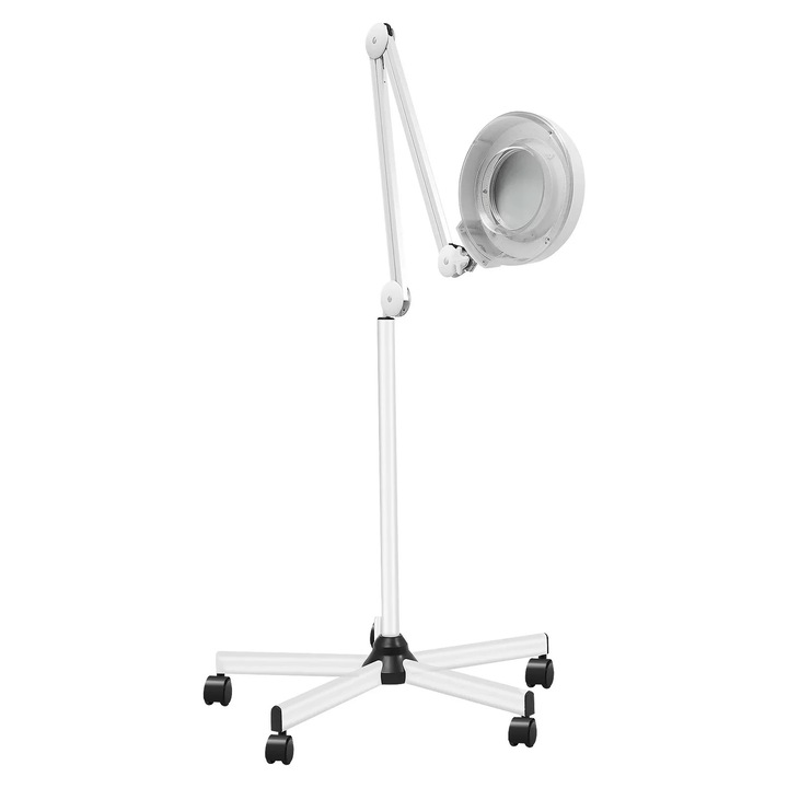 Lampa cu lupa LED cu suport reglabil, marire 10X, lumina reglabila, design independent, alba