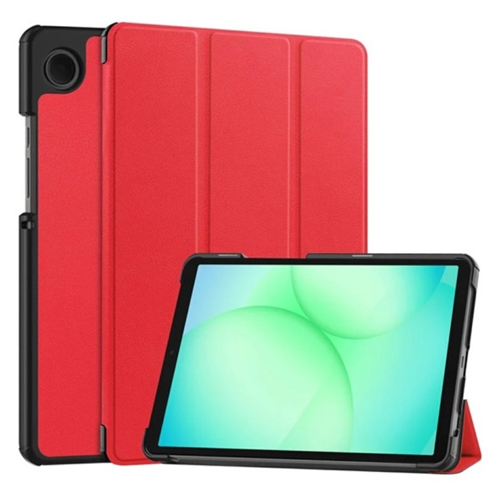 Gigapack tabletvédő álló, bőr hatású, aktív flip, oldalra nyíló, trifold, asztali tartó, piros, kompatibilis: Samsung Galaxy Tab A11 LTE, SM-X135, / Galaxy Tab A11 WIFI, SM-X130