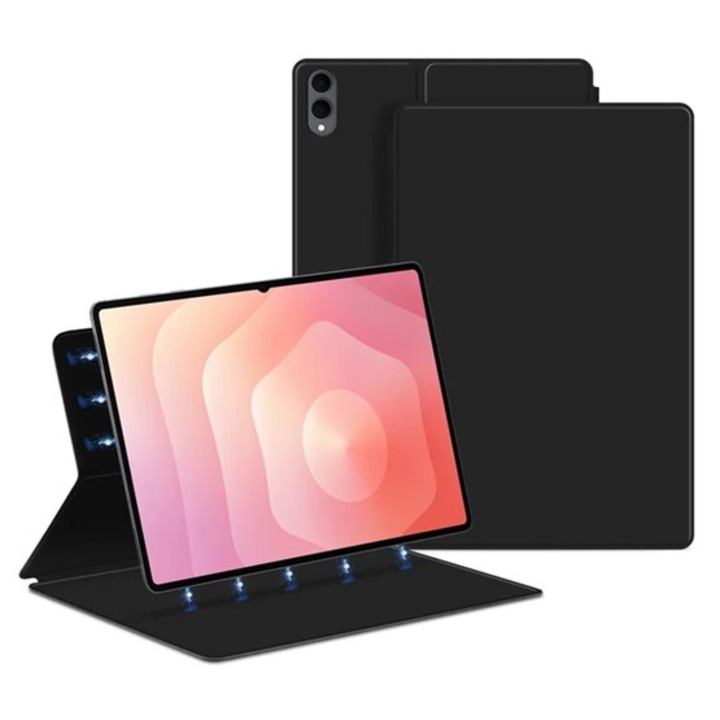 Gigapack tabletvédő álló, bőr hatású, aktív flip, mágneses, oldalra nyíló, asztali tartó, fekete, kompatibilis: Samsung Galaxy Tab S11 Ultra 5G, SM-X936B, / Galaxy Tab S11 Ultra WIFI, SM-X930