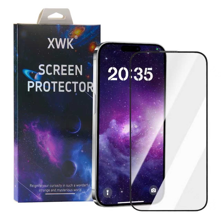 XWK Telefonvédő fólia 9h, edzett üveg, átlátszó, ütésálló, iPhone 14pro készülékhez, 2 darabos csomag