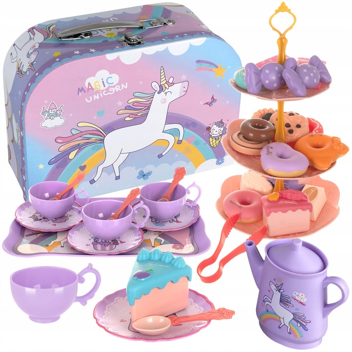 Set de ceai pentru copii, Kruzzel, 21 accesorii, multicolor, 25,5x10x19cm