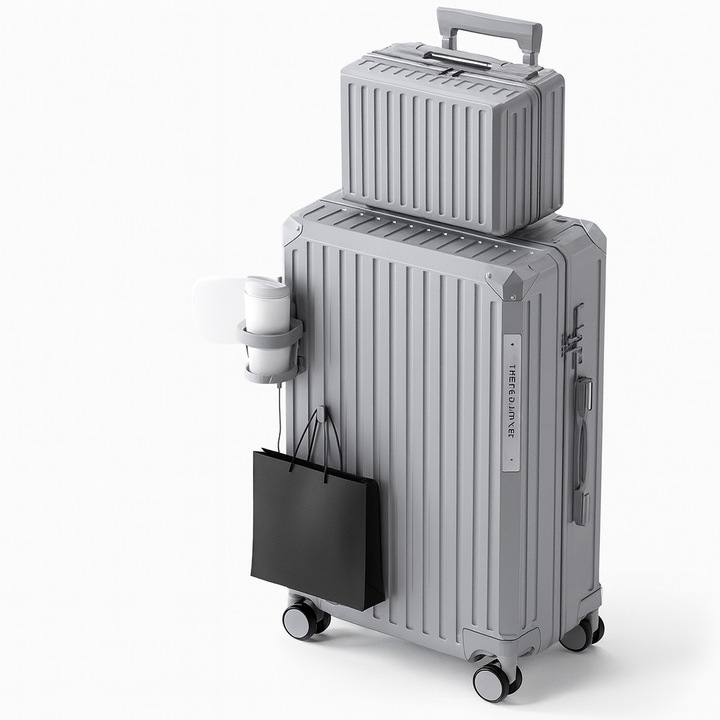 Set trolere 2 in 1, roti pivotante 360, design modern, ABS, 50x30x76cm + 30x15x22cm