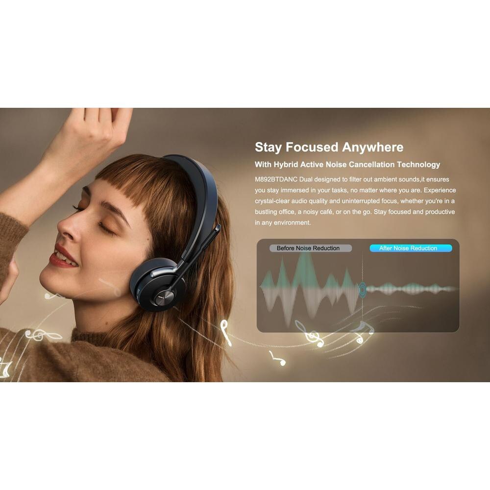 Căști Bluetooth HD pentru birou hameco HS-8092DEA-BT - ACUM CU SUPORT ȘI ADAPTOR BT CADOU