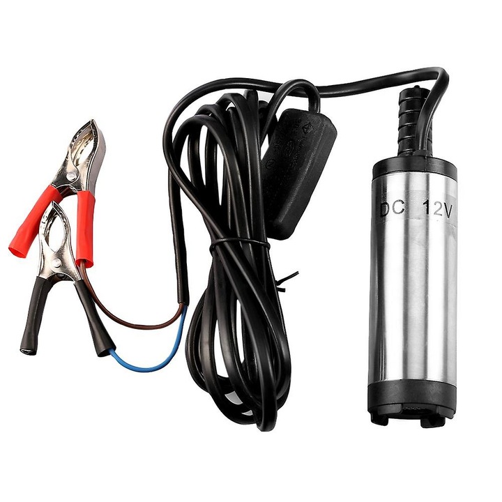 Помпа за трансфер на дизелово гориво 12V/24V, 12L/min, 2м максимална височина, изолиран дизайн, 3м кабел