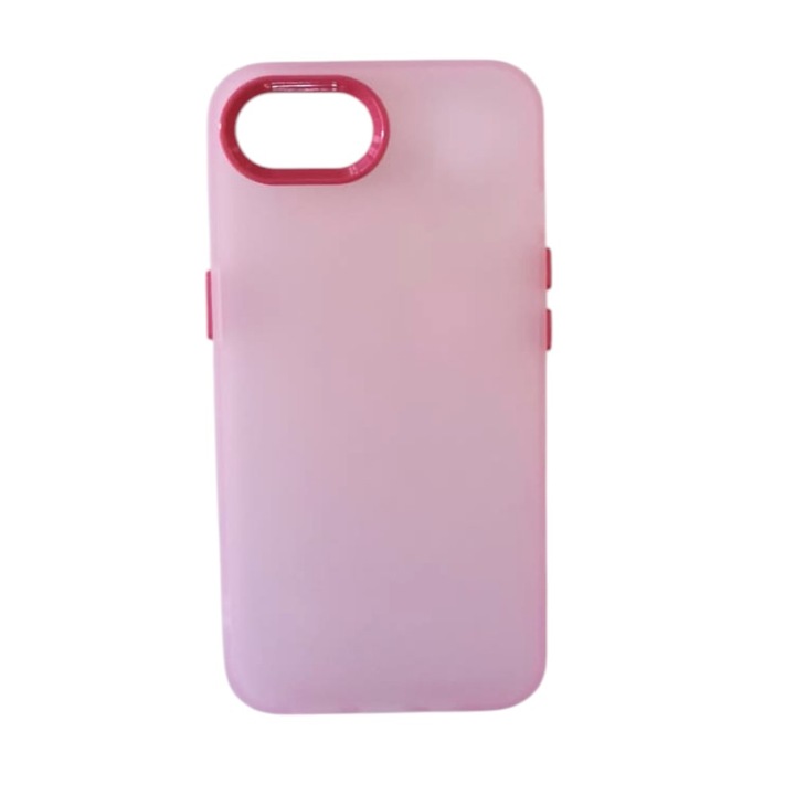 Husa de protectie SAPPY pentru IPHONE 16e, TPU+PC, Mat translucid, durabila, ultra protectie, butoane colorate, Roz