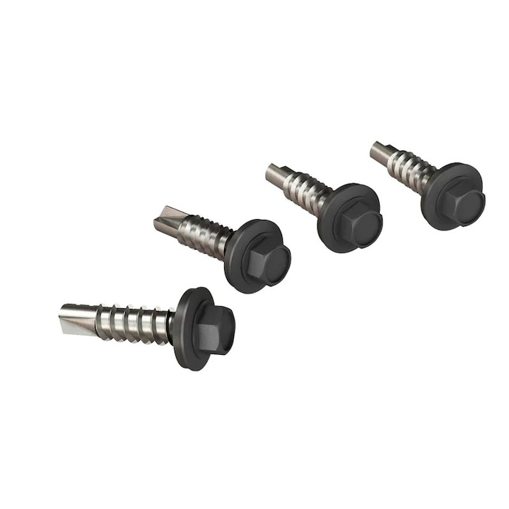 Suruburi autoforante Bilka, set 250 buc, 4.8x35mm, gri grafit