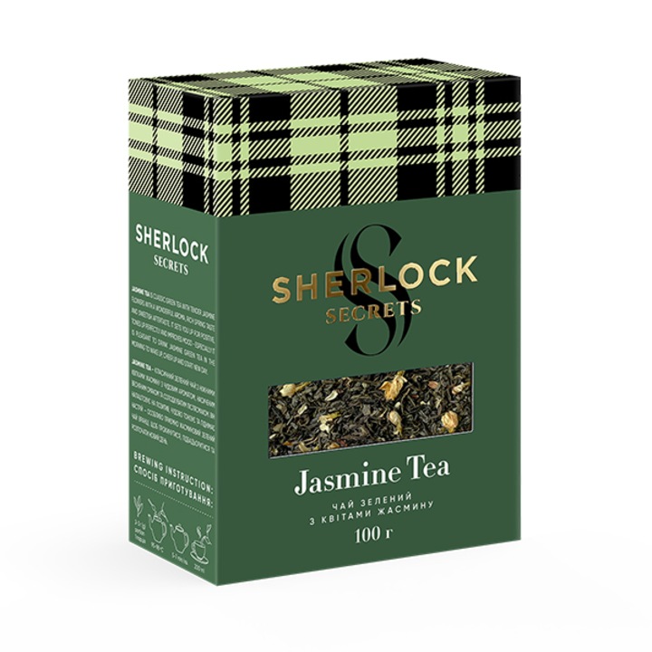 Sherlock Secrets - Jasmine Tea, ízesített prémium szálas zöld tea, 100g