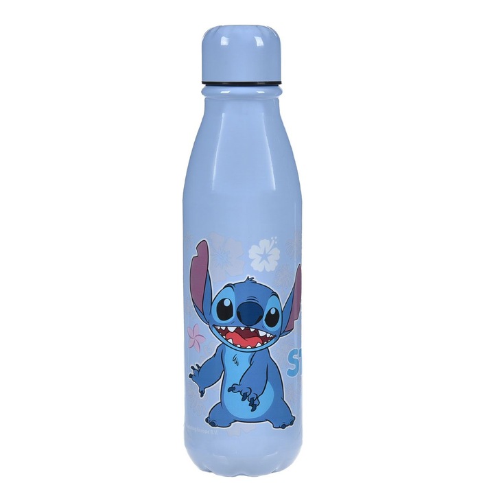 Kék vizespalack Stitch mintával, 600ml