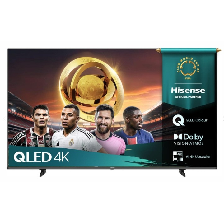 Телевизор Hisense 50" E7Q, 4K Ultra HD 3840x2160, QLED, Quantum Dot, HDR 10+, HLG, Dolby Vision, DTS Virtual X, Smart TV, WiFi, Light Sensor, BT, Anyview Cast, 3xHDMI, 2xUSB, LAN, CI+, DVB-T2/C/S2, Black 50E7Q