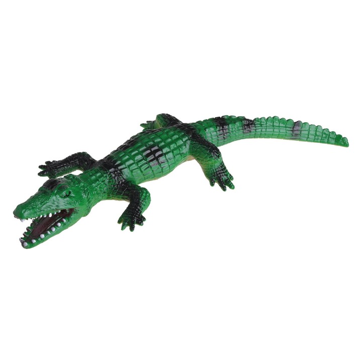 Реалистична фигурка на крокодил, зелена, черни детайли