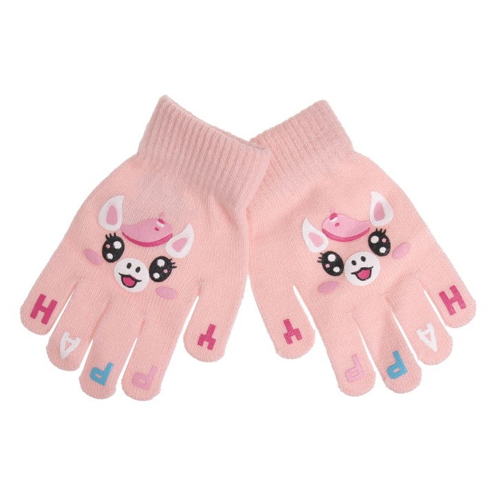 Manusi Roz cu Model Unicron "Happy" pentru Copii 6-10 Ani - 1 Pereche