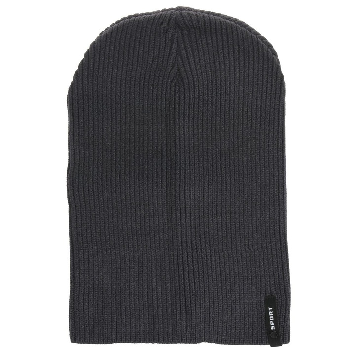 Caciula Beanie Antracit cu Patch Rubber "Sport" pentru Barbati