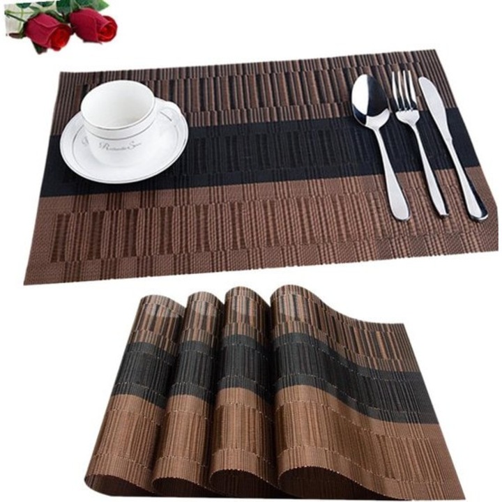 Set de 6 servete din PVC, rezistente la caldura, 45cm x 30cm, multicolor