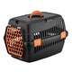 Cusca de Transport 4Dog Deluxe, Neagra cu Usa Portocalie, 49x35x32.5cm, pentru caini de talie mica si pisici