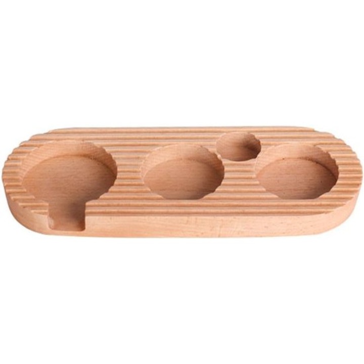 Suport pentru tamper cafea 58mm, din lemn, dimensiuni 250x100x25mm, set