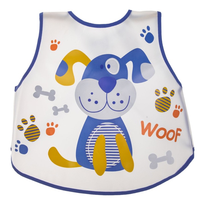 Átlátszó előke kék kutyás mintával 38x31cm