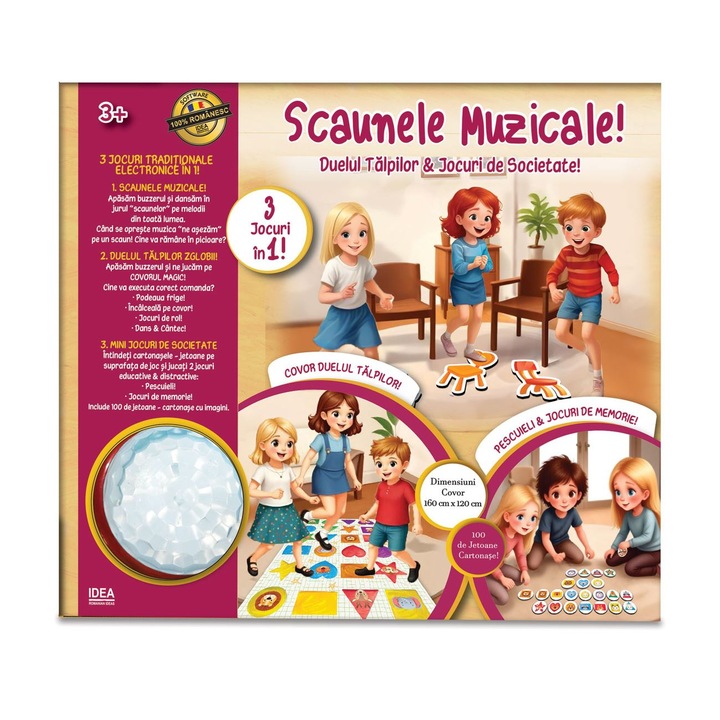 Joc Societate Scaunele Muzicale Si Duelul Talpilor 3 Jocuri In 1 Cu Buzzer Muzical, 3+ ani