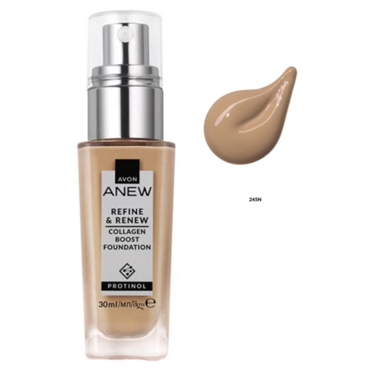 Fond de ten Anew Refine & Renew Collagen Boost, Avon, 245N - Natural Beige, 30 ml