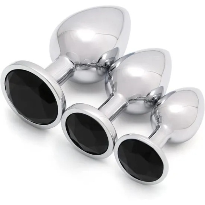 3 db-os szexjátékok anális dugóval, fém anális dugó S&M dugó felnőtt nőknek és férfiaknak szex ajándékok - fekete