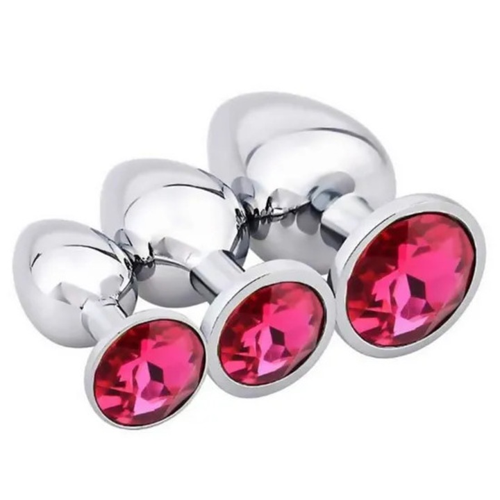 3 darabos luxus rozsdamentes acél fétis ékszer anális anális dugó