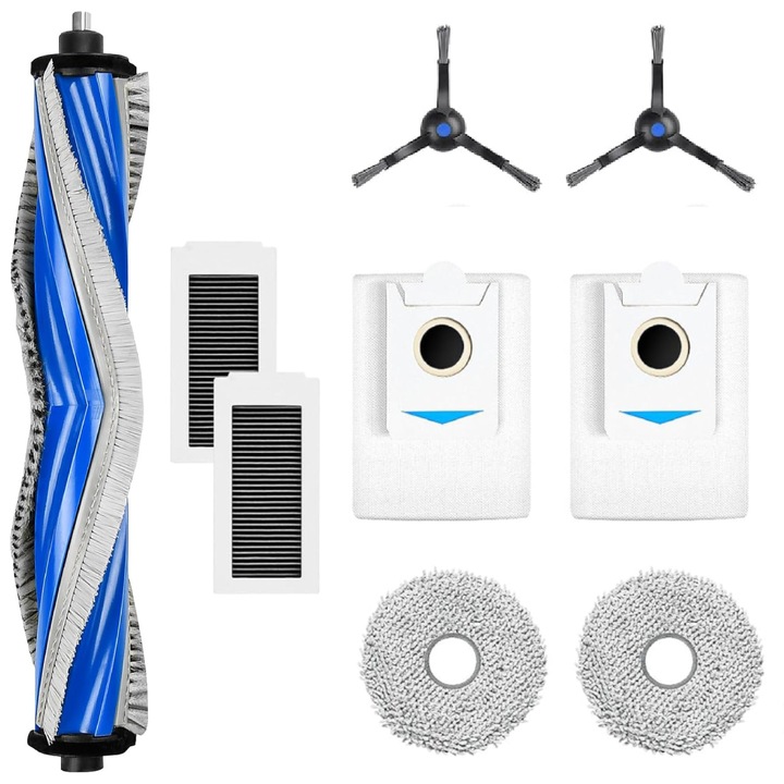 PAA-home tartozékkészlet, Ecovacs X5 Pro Omni/ X5 Omni porszívókkal kompatibilis, tartalom: 2 felmosó kendő, 2 szűrő, 2 fekete oldalkefe, 1 központi kefe és 2 porzsák