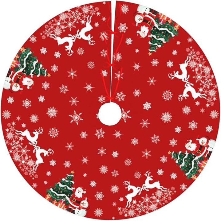 Funda de brad de Craciun rosie, design vintage, 91cm, material moale si durabil