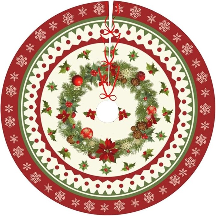 Funda de brad rosie, design vintage, material moale, 91cm, set decorativ Craciun