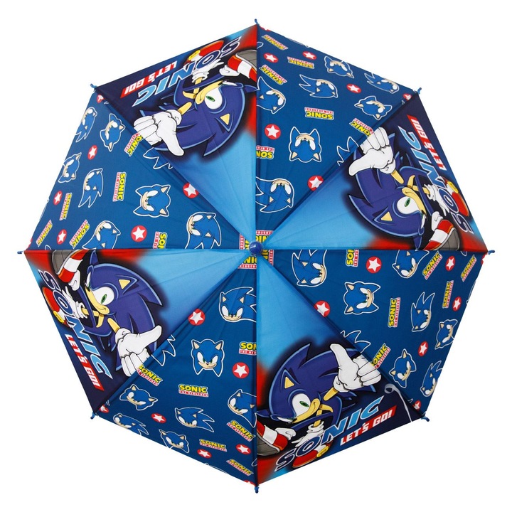 Автоматичен син чадър със Sonic, 66см