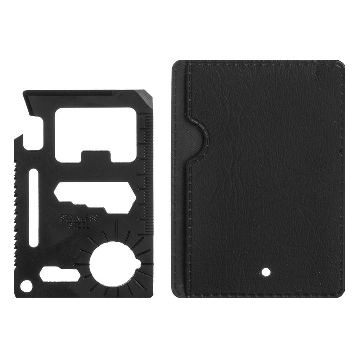 Unealtă multifuncțională de buzunar 11 in 1, husa, inox, camping