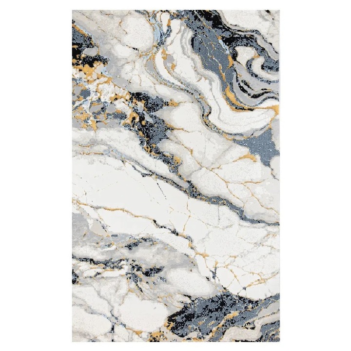 Covor Marmo, Modern, 150x230 CM, Culoare Auriu/Negru, Cod: 40869A