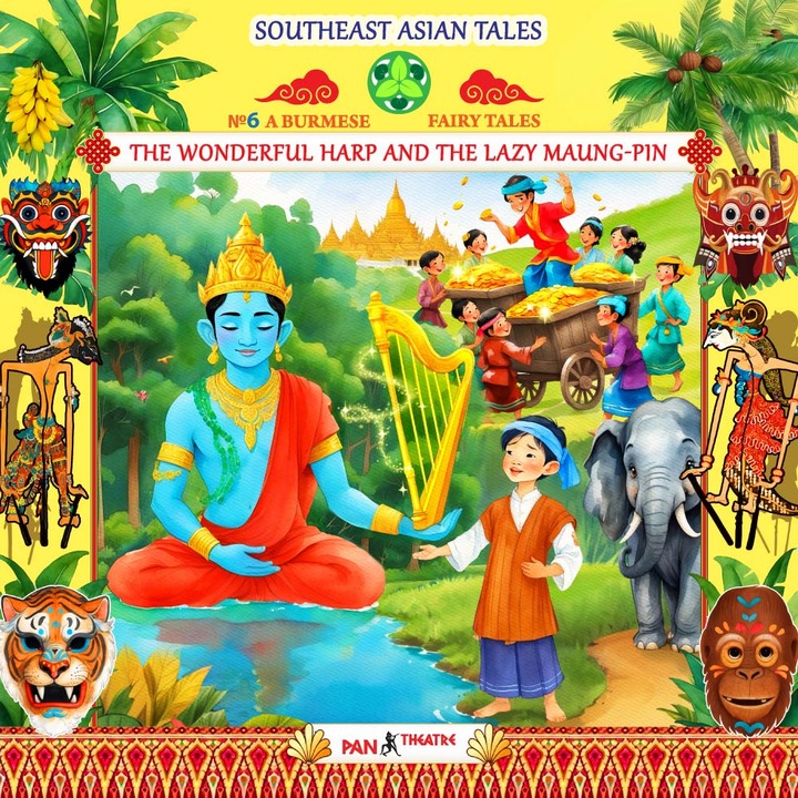 Serii audio de povești pentru copii în limba engleză – Povestiri din Sud-Est – „Harpa minunată și leneșul Maung-Pin” nr. 6
