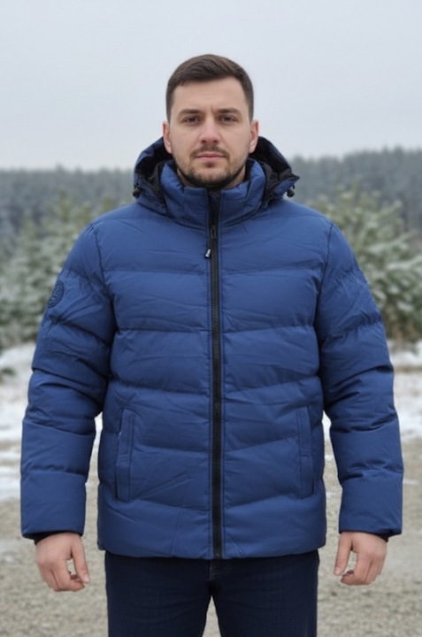 Geaca groasa de barbati, cu gluga detasabila, albastru 7961-2 12909, Albastru