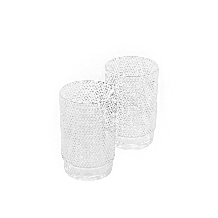 Set 2 pahare, Moods, Plastic rezistent, Transparente, Ideale pentru picnic, 430ml