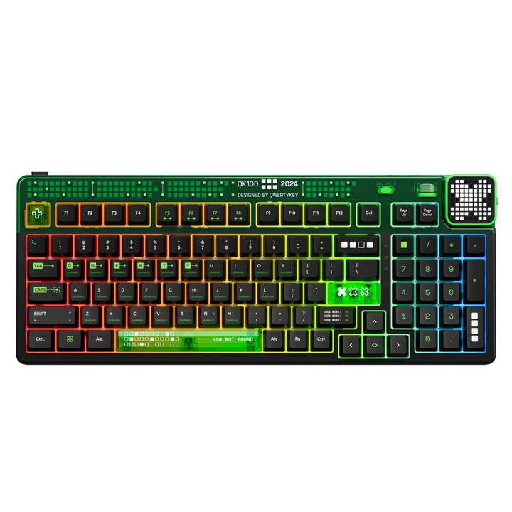 Tastatura Mecanica Gaming QwertyKey100 Matrix Hotswap RGB Ecran Pixel Bluetooth Gasket Mount Switch Liniar