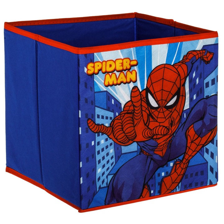 Cutie de depozitare albastra cu model spiderman 25x25x25cm