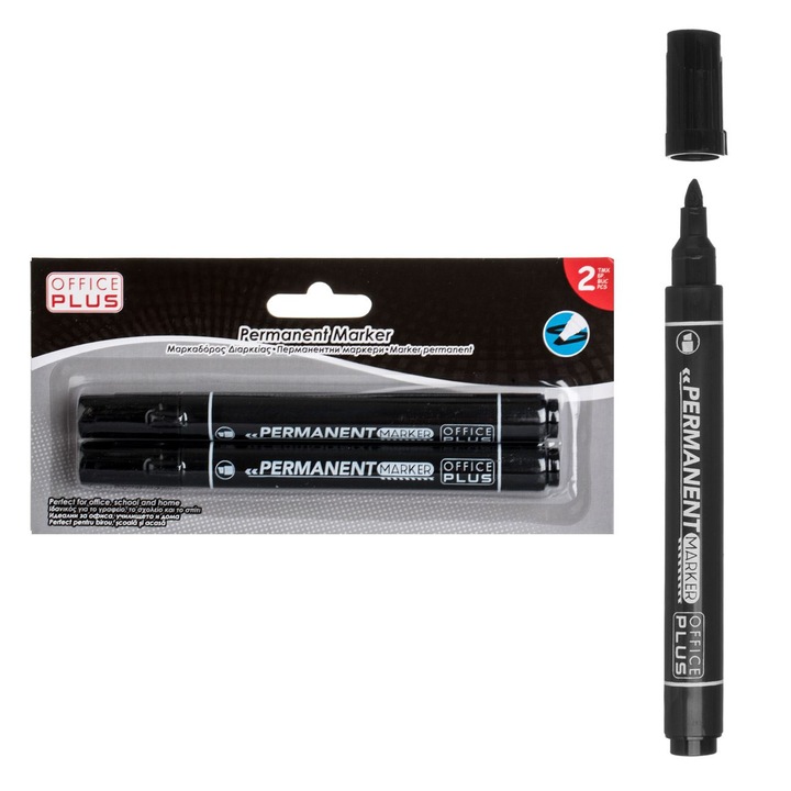 Set markere permanente, negru, 2buc