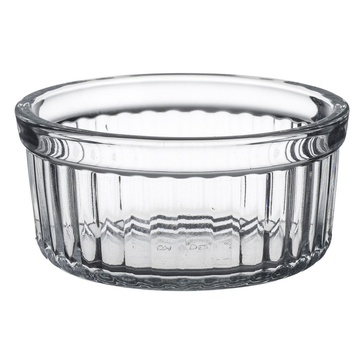 Bol sticlă termorezistentă transparentă 256ml cu model vertical striat