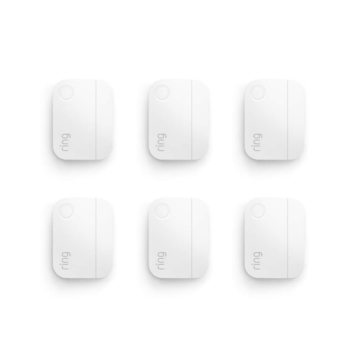 Set de 6 senzori contact Ring Alarm - a 2-a generatie, Alerte instantanee pentru ferestre si usi, Durata de viata a bateriei de aproximativ 3 ani, Design subtire, potrivit pentru orice cadru, Instalare usoara, Necesita statie de baza