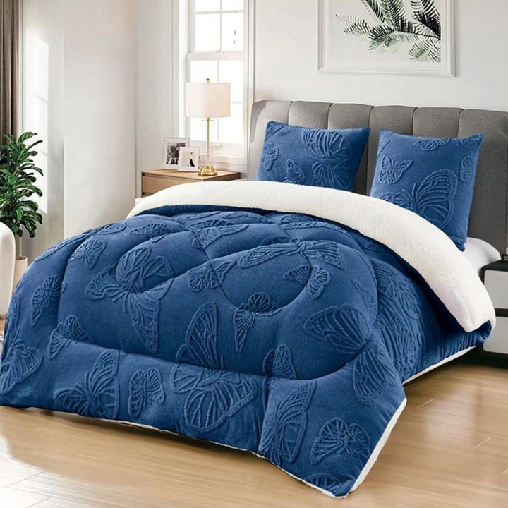 Pilota cocolino pentru 2 persoane, Dormy, Buffy V21, Albastru inchis, 4.5 Kg, 200x230 cm