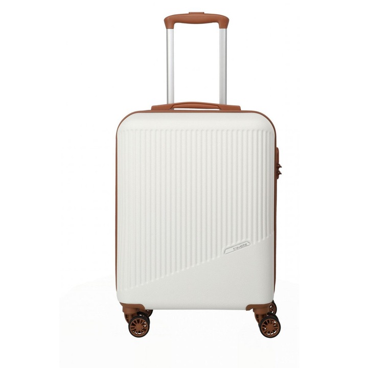 Troler de cabina Travelite Bali, 4 roti, Alb/cognac, S