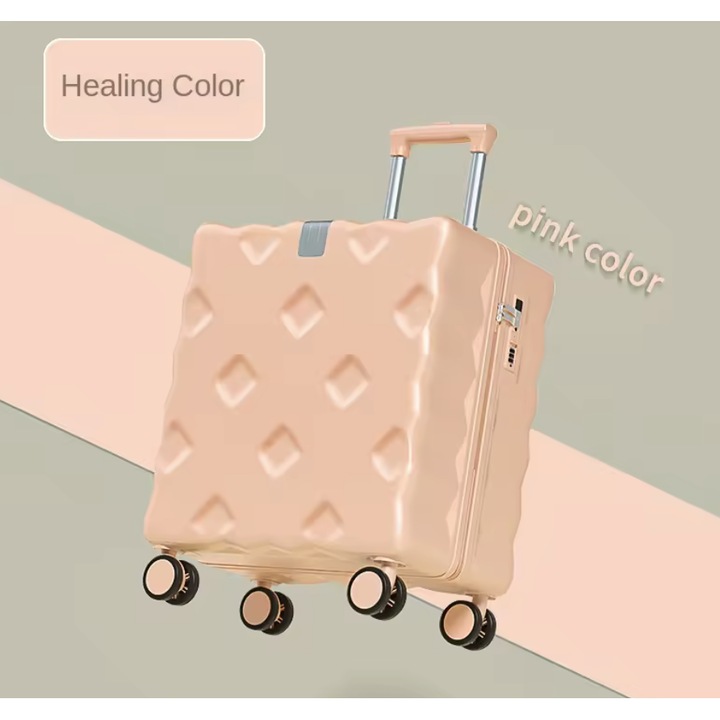 Детски куфар от ABS с геометричен дизайн, 4 двойни въртящи се на 360° колела, телескопична дръжка, 39x20x45 см