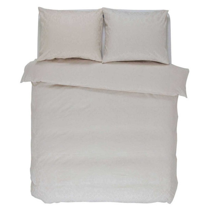 Bézs színű, selyem pamut ágynemű szett, állatmintás díszpárnákkal, Essenza, 200 x 220 cm