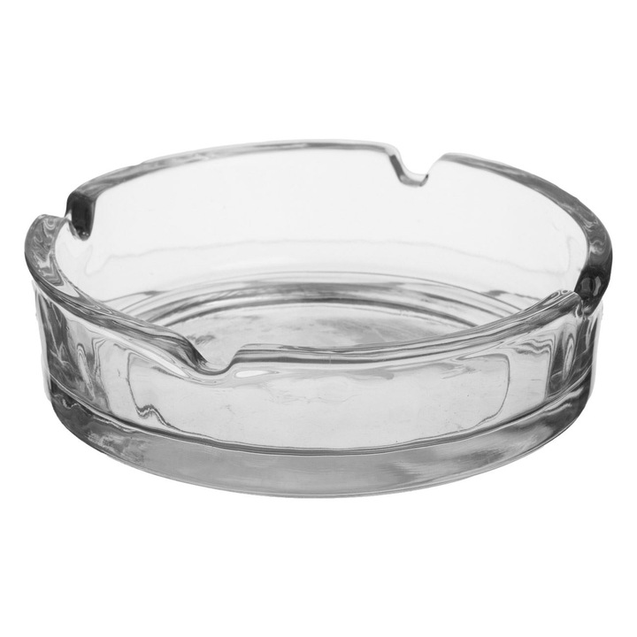 Átlátszó üveg kerek hamutartó, 4 cigarettatartó, 10.5cm