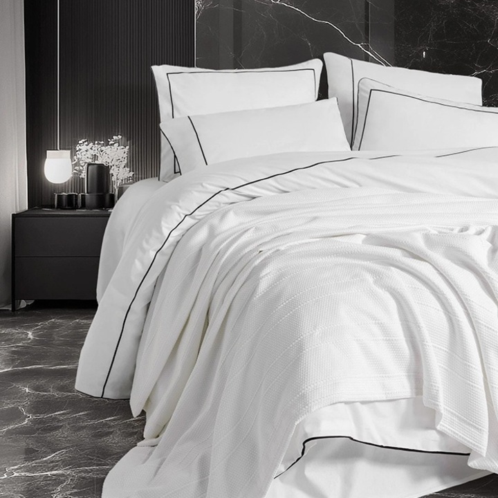 Mahur dupla ágyneműhuzat és Pique ágytakaró szett, 100% pamut